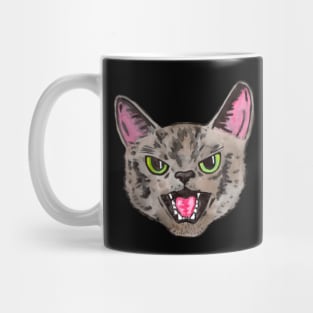 Angry watercolor cat with green eyes Mug